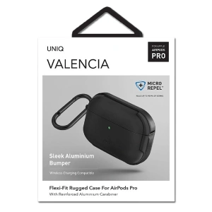 Etui UNIQ Valencia Apple AirPods Pro černý/midnight black Antimicrobial