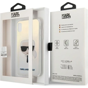 Kup Karl Lagerfeld Apple Tasche KLHCPXPCKHML iPhone X/XS mehrfarbig Hartschalenetui Iridescent Karl`s Head - KLD438MTL - {ean13} - Sklep Home Screen
