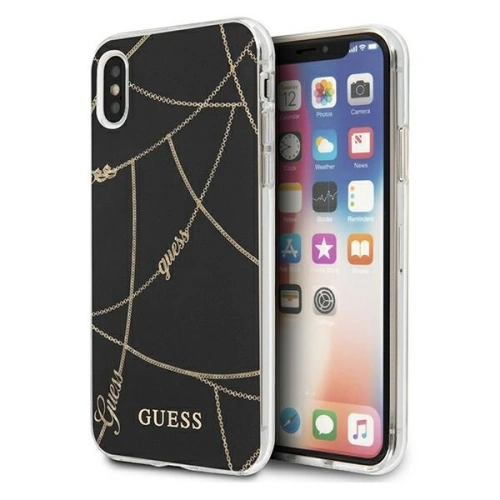 Buy Guess GUHCPXPCUCHBK Apple iPhone X/XS black hardcase Gold Chain Collection - GUE825BLK - {ean13} - Home Screen Store Europe