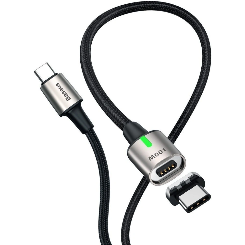 Kabel USB-C do USB-C, magnetyczny Baseus Zinc 5A 1.2m (czarny)