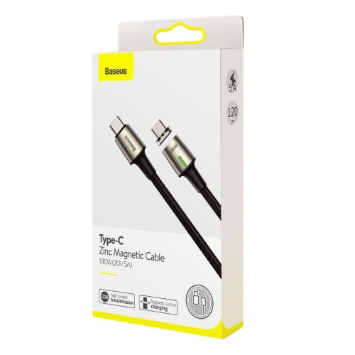 Kup Baseus 1.2m USB-C auf USB-C Kabel, magnetisch Zink 5A (schwarz) - BSU1989BLK - {ean13} - Sklep Home Screen