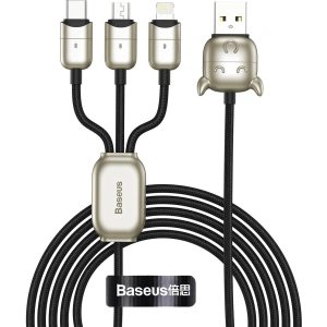 Kabel USB Baseus Rok býka 3w1 USB-C / Lightning / Micro 1,2m 3.5A (černý)
