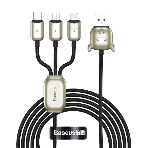 Kup Kabel USB Baseus Rok býka 3w1 USB-C / Lightning / Micro 1,2m 3.5A (černý) - BSU1995BLK - {ean13} - Sklep Home Screen