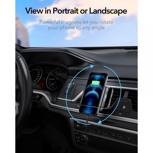 Kup ESR Autohalterung mit drahtlosem Ladegerät HaloLock Magnetic Magsafe Vent Autohalterung Schwarz - ESR288BLK - {ean13} - Sklep Home Screen