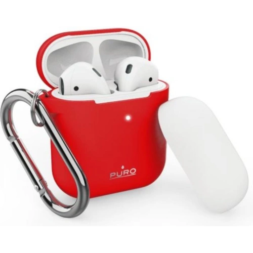Buy PURO ICON Apple AirPods 1 & 2 with hook (Red + White Cap) - PUR376RED - {ean13} - Home Screen Store Europe