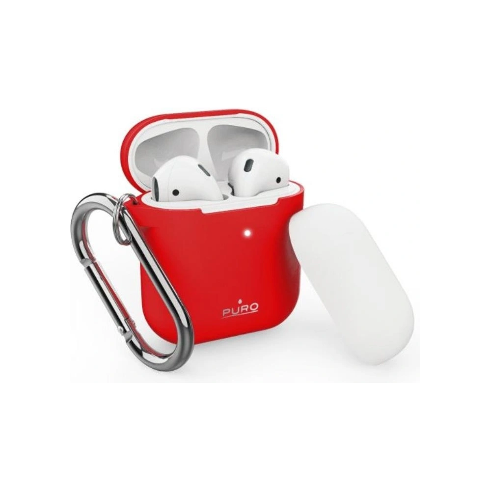 Etui PURO ICON Apple AirPods 1 & 2 with hook (Red + White Cap)