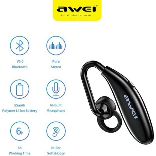Kup Słuchawka AWEI Bluetooth mono N5 czarny/black - AWEI061BLK - {ean13} - Sklep Home Screen