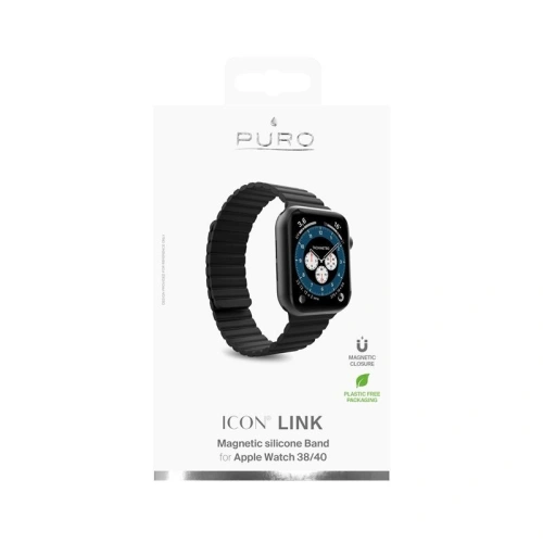 Kup Magnetický pásek PURO ICON LINK Apple Watch 4/5/6/7/SE/8/9/10 40/41/42mm (S/M) (černý) - PUR378BLK - {ean13} - Sklep Home Screen
