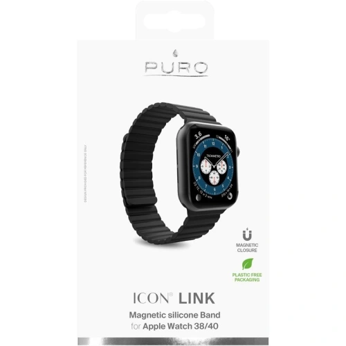 Kup Magnetischer PURO ICON LINK Apple Watch 4/5/6/7/SE/8/9/10 40/41/42mm (S/M) (schwarz) - PUR378BLK - {ean13} - Sklep Home Screen