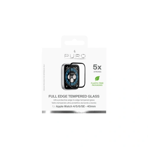 Kup Gehärtetes Glas PURO Full Edge Tempered Glass Apple Watch 4/5/6/7/SE/8/9 40/41MM (schwarz) - PUR380BLK - {ean13} - Sklep Home Screen
