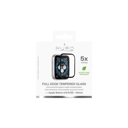 Kup Gehärtetes Glas PURO Full Edge Tempered Glass Apple Watch 4/5/6/7/8/9/SE 44/45mm (schwarz) - PUR381BLK - {ean13} - Sklep Home Screen