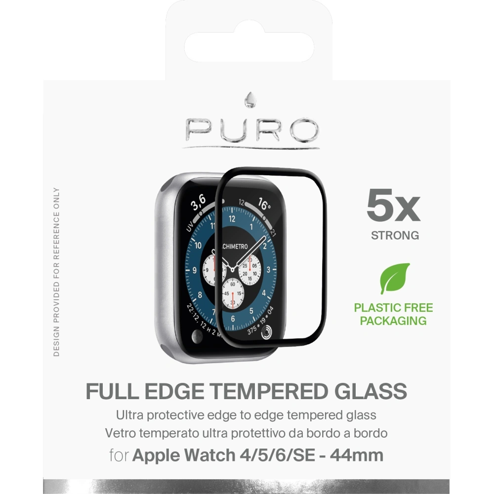 Szkło ochronne hartowane PURO Full Edge Tempered Glass  na ekran Apple Watch 4/5/6/SE 44 mm (czarna ramka)
