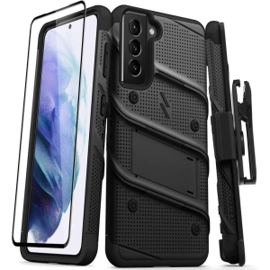 Kup Pancéřové pouzdro Zizo Bolt Cover Samsung Galaxy S21 se sklem 9H na displej + stojánek a držák na pásek (černé) - ZIZ064BLK - {ean13} - Sklep Home Screen