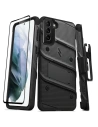 Zizo Bolt Cover - Samsung Galaxy S21 + 5G armored case with 9H glass for the screen + stand & belt clip (black)