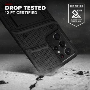 Kup Páncélozott tok Zizo Bolt Cover Samsung Galaxy S21 Ultra 9H üveggel a képernyőre + állvány és övtartó (fekete) - ZIZ068BLK - {ean13} - Sklep Home Screen