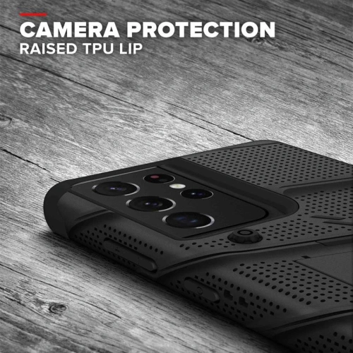 Kup Páncélozott tok Zizo Bolt Cover Samsung Galaxy S21 Ultra 9H üveggel a képernyőre + állvány és övtartó (fekete) - ZIZ068BLK - {ean13} - Sklep Home Screen