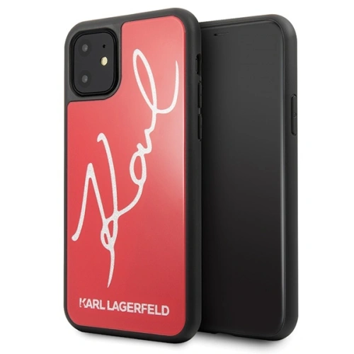 Kup Karl Lagerfeld Apple Tasche KLHCN61DLKSRE iPhone 11 rot/rot Hartschalenetui Signature Glitter - KLD440RED - {ean13} - Sklep Home Screen