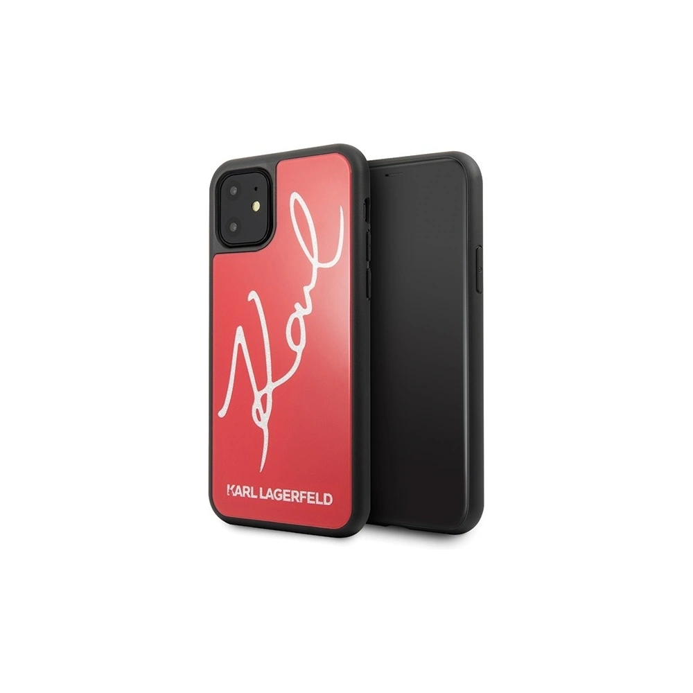 Etui Karl Lagerfeld KLHCN61DLKSRE Apple iPhone 11 czerwony/red hard case Signature Glitter