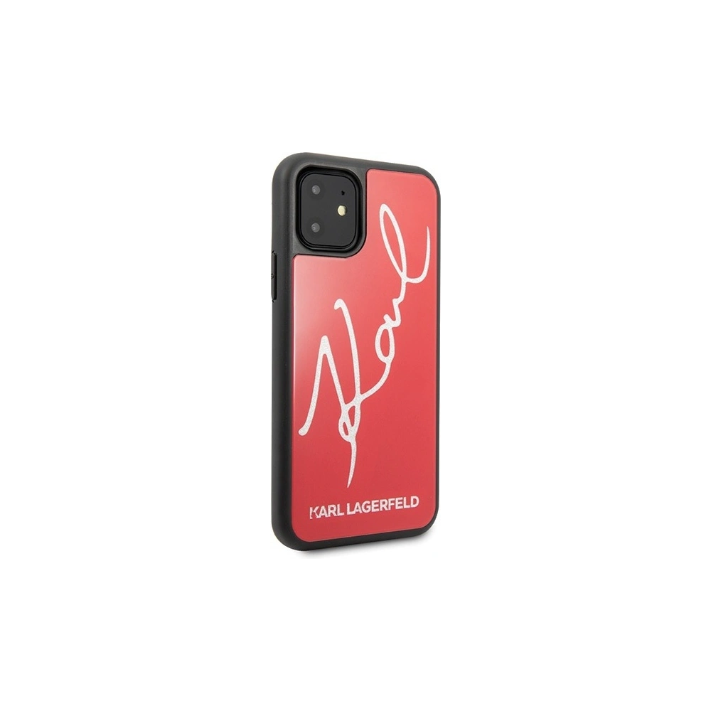 Etui Karl Lagerfeld KLHCN61DLKSRE Apple iPhone 11 czerwony/red hard case Signature Glitter
