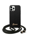 Guess GUHCP12LLSCLMGBK Apple iPhone 12 Pro Max black hardcase Metal Logo Cord