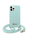 Guess GUHCP12LLSCLMGLB Apple iPhone 12 Pro Max light blue hardcase Metal Logo Cord