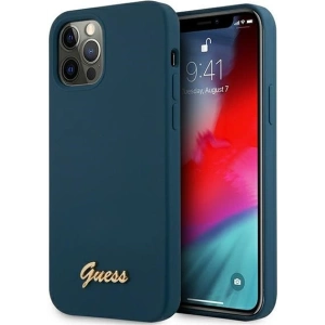 Buy Guess GUHCP12LLSLMGBL Apple iPhone 12 Pro Max blue hardcase Metal Logo Script - GUE831BLU - {ean13} - Home Screen Store Europe