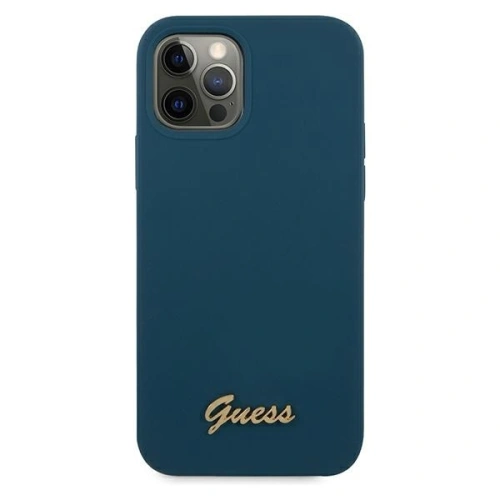 Buy Guess GUHCP12LLSLMGBL Apple iPhone 12 Pro Max blue hardcase Metal Logo Script - GUE831BLU - {ean13} - Home Screen Store Europe