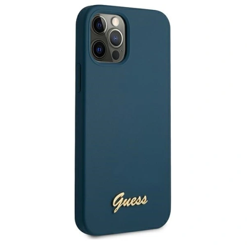 Kup Etui Guess GUHCP12LLSLMGBL Apple iPhone 12 Pro Max niebieski/blue hardcase Metal Logo Script - GUE831BLU - {ean13} - Sklep Home Screen