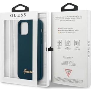 Buy Guess GUHCP12LLSLMGBL Apple iPhone 12 Pro Max blue hardcase Metal Logo Script - GUE831BLU - {ean13} - Home Screen Store Europe