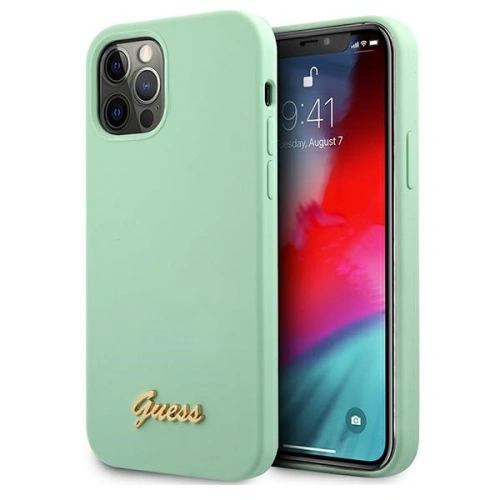 Buy Guess GUHCP12LLSLMGGN Apple iPhone 12 Pro Max green hardcase Metal Logo Script - GUE832GRN - {ean13} - Home Screen Store Europe