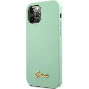 Buy Guess GUHCP12LLSLMGGN Apple iPhone 12 Pro Max green hardcase Metal Logo Script - GUE832GRN - {ean13} - Home Screen Store Europe