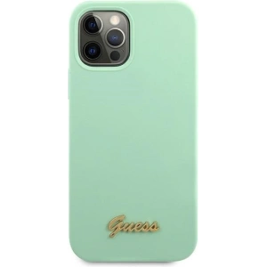 Buy Guess GUHCP12LLSLMGGN Apple iPhone 12 Pro Max green hardcase Metal Logo Script - GUE832GRN - {ean13} - Home Screen Store Europe