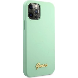 Buy Guess GUHCP12LLSLMGGN Apple iPhone 12 Pro Max green hardcase Metal Logo Script - GUE832GRN - {ean13} - Home Screen Store Europe