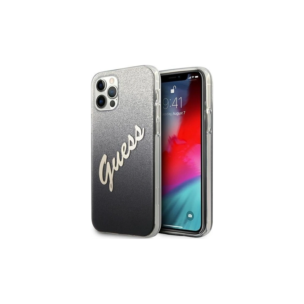 Etui Guess GUHCP12LPCUGLSBK Apple iPhone 12 Pro Max czarny/black hardcase Glitter Gradient Script