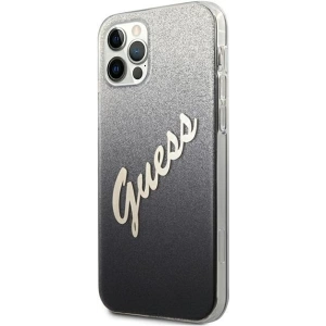 Buy Guess GUHCP12LPCUGLSBK Apple iPhone 12 Pro Max black hardcase Glitter Gradient Script - GUE835BLK - {ean13} - Home Screen Store Europe