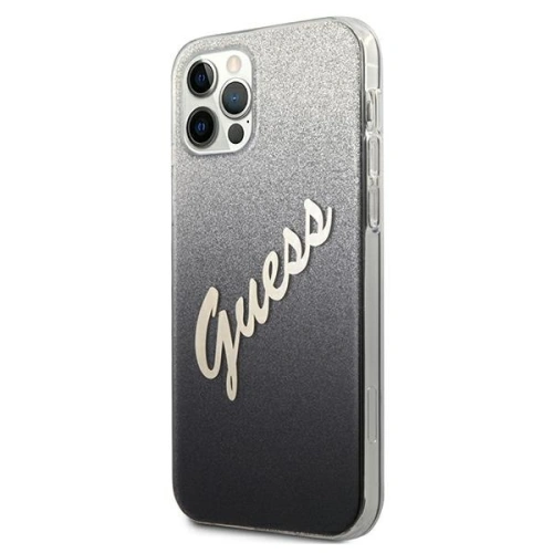 Buy Guess GUHCP12LPCUGLSBK Apple iPhone 12 Pro Max black hardcase Glitter Gradient Script - GUE835BLK - {ean13} - Home Screen Store Europe