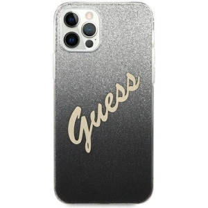 Buy Guess GUHCP12LPCUGLSBK Apple iPhone 12 Pro Max black hardcase Glitter Gradient Script - GUE835BLK - {ean13} - Home Screen Store Europe