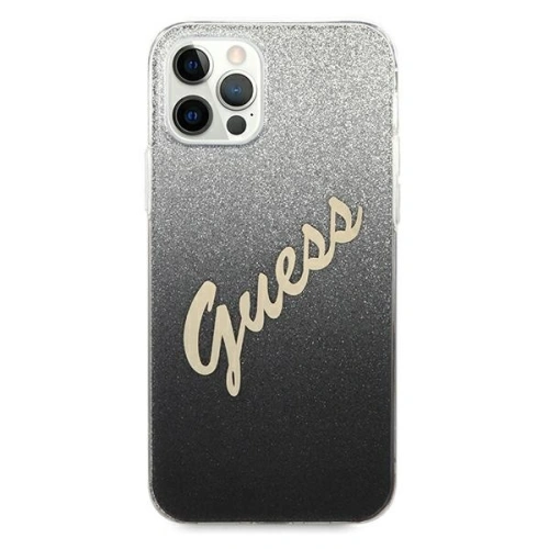 Buy Guess GUHCP12LPCUGLSBK Apple iPhone 12 Pro Max black hardcase Glitter Gradient Script - GUE835BLK - {ean13} - Home Screen Store Europe