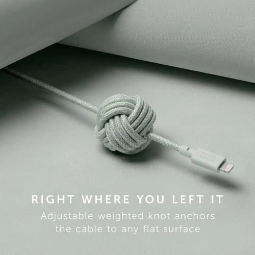 Kup Cablul Native Union Night Cable Lightning cu nod, 3m (sage) - NTU053SAGE - {ean13} - Sklep Home Screen