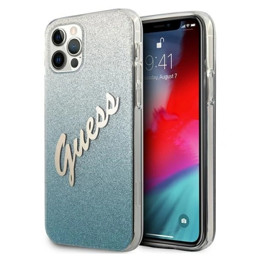 Kup Etui Guess GUHCP12LPCUGLSBL Apple iPhone 12 Pro Max albastru/blue hardcase Glitter Gradient Script - GUE836BLU - {ean13} - Sklep Home Screen