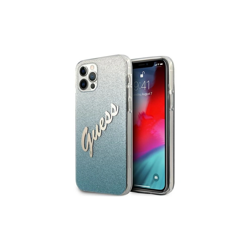 Etui Guess GUHCP12LPCUGLSBL Apple iPhone 12 Pro Max niebieski/blue hardcase Glitter Gradient Script