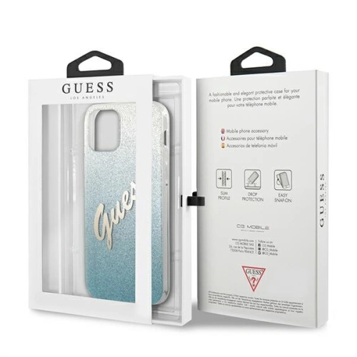 Kup Etui Guess GUHCP12LPCUGLSBL Apple iPhone 12 Pro Max albastru/blue hardcase Glitter Gradient Script - GUE836BLU - {ean13} - Sklep Home Screen