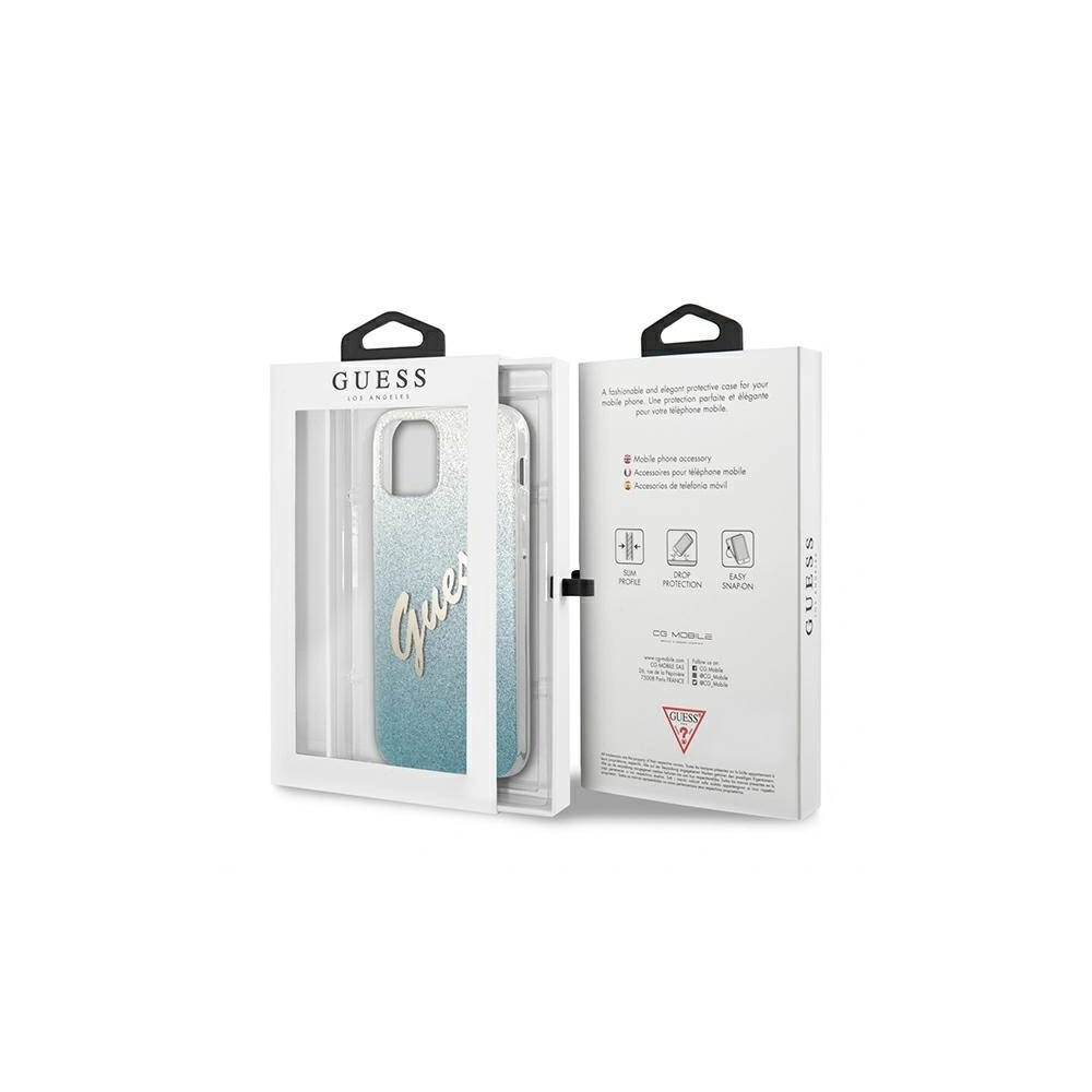 Etui Guess GUHCP12LPCUGLSBL Apple iPhone 12 Pro Max niebieski/blue hardcase Glitter Gradient Script