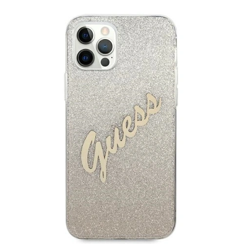Buy Guess GUHCP12LPCUGLSGO Apple iPhone 12 Pro Max gold hardcase Glitter Gradient Script - GUE837GLD - {ean13} - Home Screen Store Europe