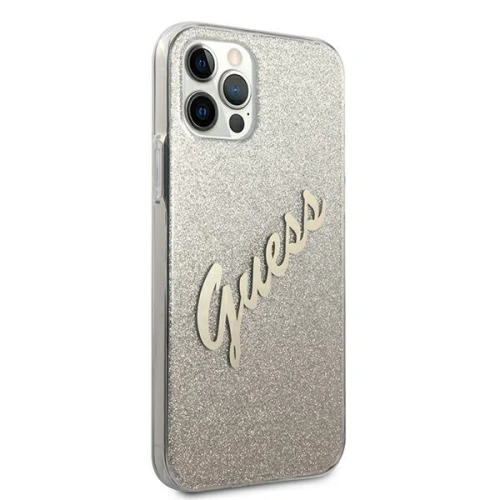 Buy Guess GUHCP12LPCUGLSGO Apple iPhone 12 Pro Max gold hardcase Glitter Gradient Script - GUE837GLD - {ean13} - Home Screen Store Europe
