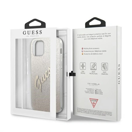 Buy Guess GUHCP12LPCUGLSGO Apple iPhone 12 Pro Max gold hardcase Glitter Gradient Script - GUE837GLD - {ean13} - Home Screen Store Europe