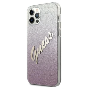 Buy Guess GUHCP12LPCUGLSPI Apple iPhone 12 Pro Max pink hardcase Glitter Gradient Script - GUE838PNK - {ean13} - Home Screen Store Europe