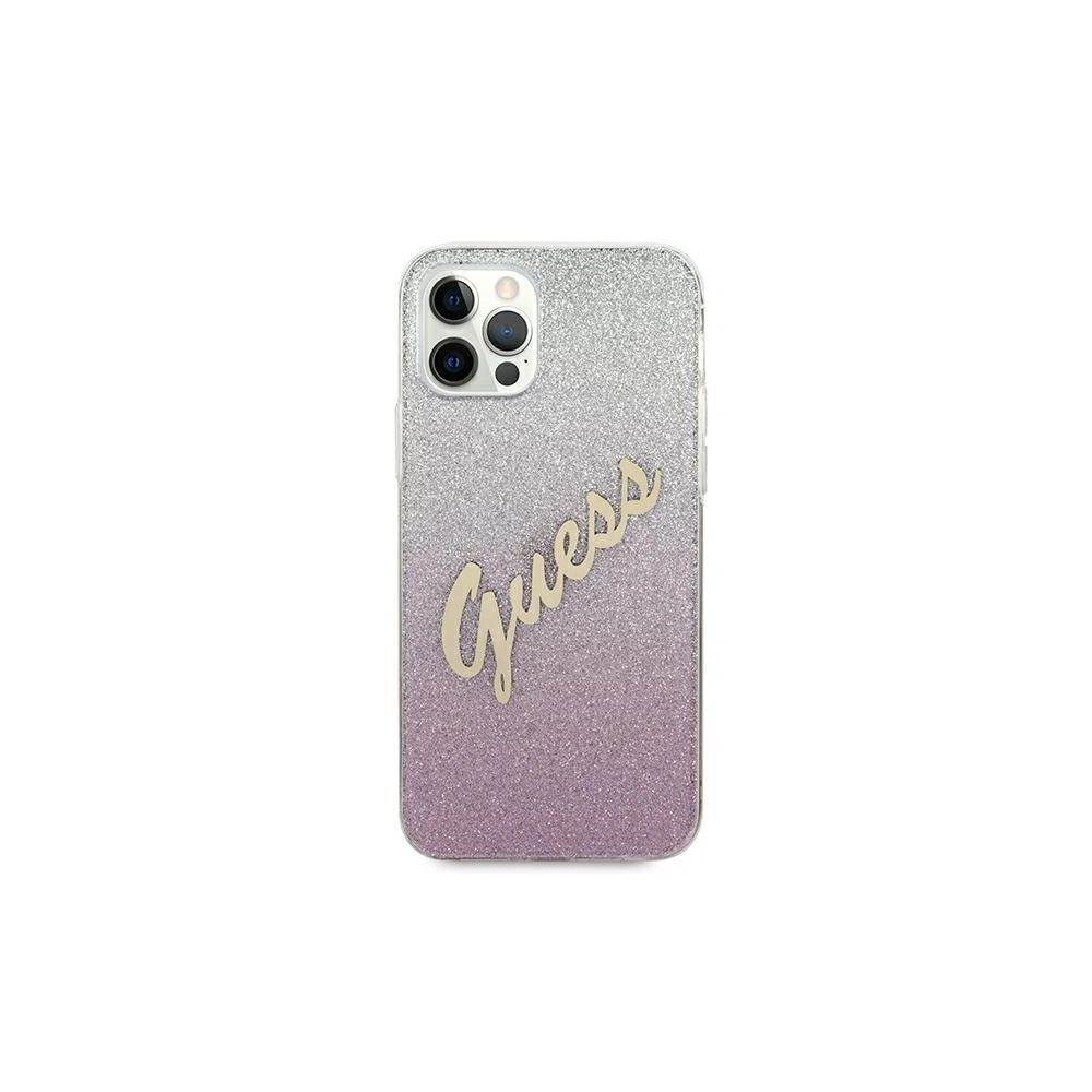 Etui Guess GUHCP12LPCUGLSPI Apple iPhone 12 Pro Max różowy/pink hardcase Glitter Gradient Script