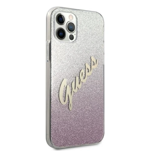 Buy Guess GUHCP12LPCUGLSPI Apple iPhone 12 Pro Max pink hardcase Glitter Gradient Script - GUE838PNK - {ean13} - Home Screen Store Europe