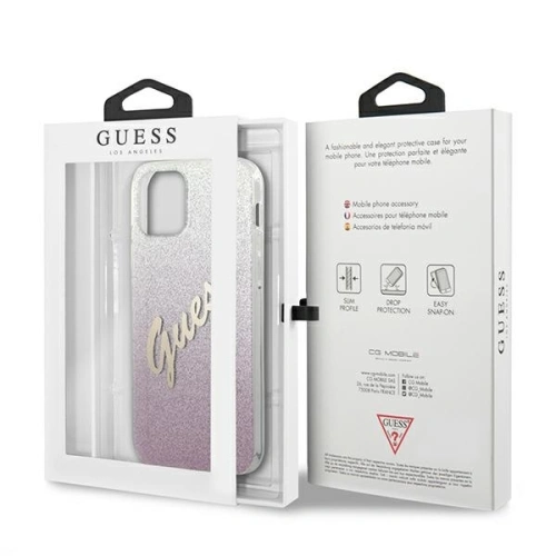 Kup Etui Guess GUHCP12LPCUGLSPI Apple iPhone 12 Pro Max różowy/pink hardcase Glitter Gradient Script - GUE838PNK - {ean13} - Sklep Home Screen